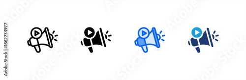 Video Marketing icon set multiple style collection. Vector illustration.