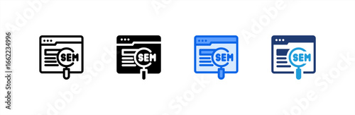 Sem icon set multiple style collection. Vector illustration.