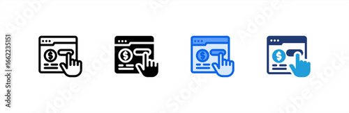 Pay Per Click icon set multiple style collection. Vector illustration.