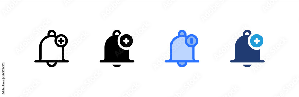 Add Notification icon set multiple style collection. Vector illustration. Add Notification icon set multiple style collection. Vector illustration.