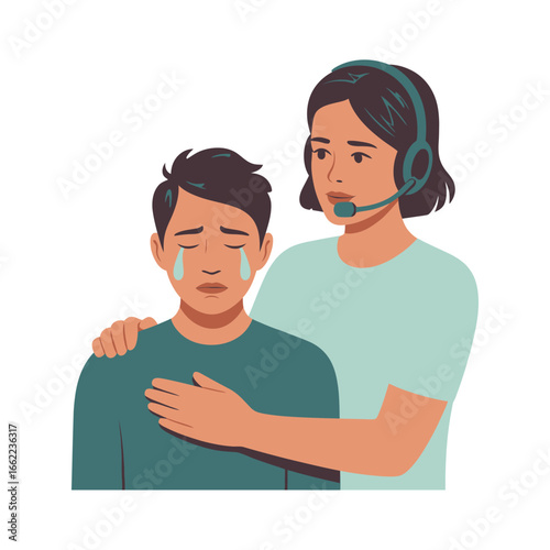 Mental health support hotline and counseling services illustration