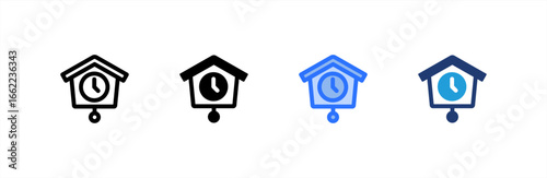 Wall Clock icon set multiple style collection. Vector illustration.