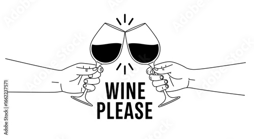 Cheers with wine glasses: minimalist silhouette art for celebrations and gatherings