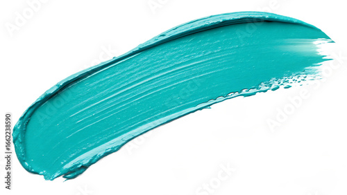 Fototapeta Naklejka Na Ścianę i Meble -  A vibrant turquoise paint stroke isolated on transparent background creates a bold and artistic texture, perfect for adding a pop of color to any design project
