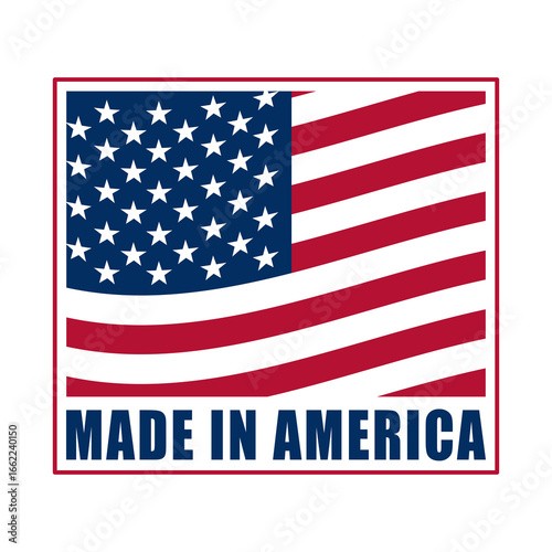 American flag with made in america text isolated on transparent background, a symbol of national pride and quality