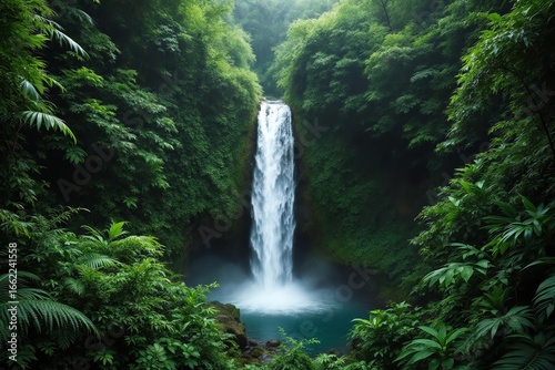 Tropical Waterfall Hidden Paradise Tranquil Oasis Lush Jungle Beauty
