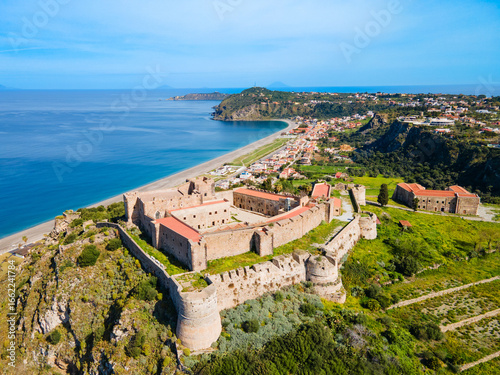 Milazzo Castle aerial panoramic view in Sicily