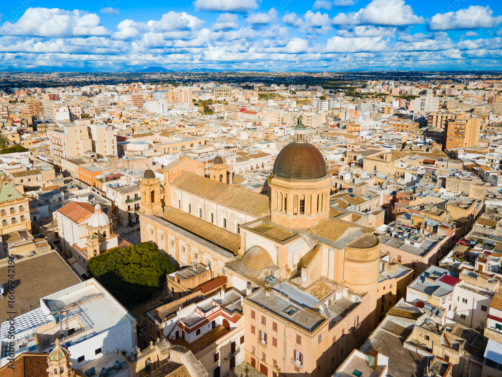 Obraz premium Marsala Cathedral or Duomo aerial view, Marsala
