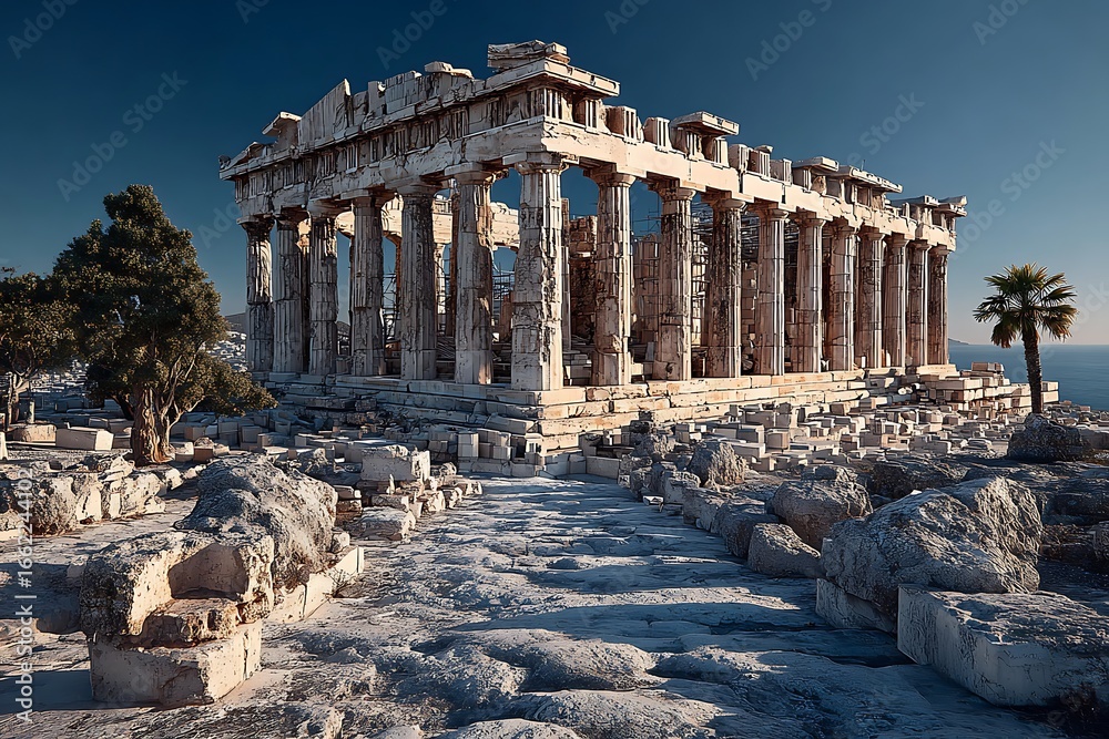 Obraz premium Sunlit ruins of athens high resolution picture