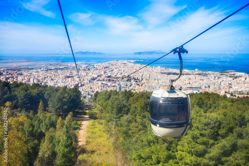 Schilderij op canvas Trapani Erice Cableway in Sicily island, Italy