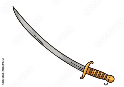 stylized  curved sword rendered in a vibrant orange background  Clean lines and a simple design make this a versatile graphic element  Perfect for dance martial arts or abstract concepts
