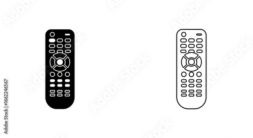Digital Command: Sleek graphic showcasing the front of a Television's Remote, a fundamental element in home entertainment technology. It's clean design and straightforward functionality.