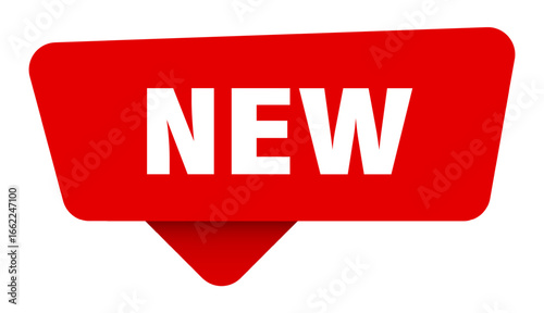 new red sticker isolated on transpatent background. new sign