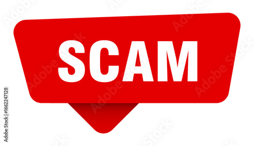 scam red sticker isolated on transpatent background. scam sign