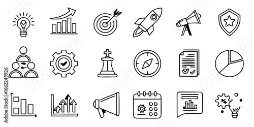 Set of business strategy icon vectors 