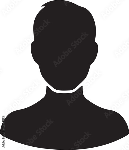 A simple, minimalist silhouette of a person's head and shoulders, facing forward.