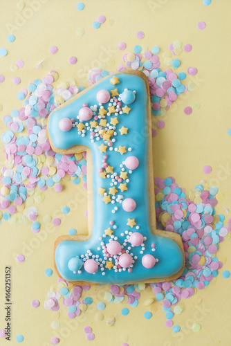 birthday cookie with number 1