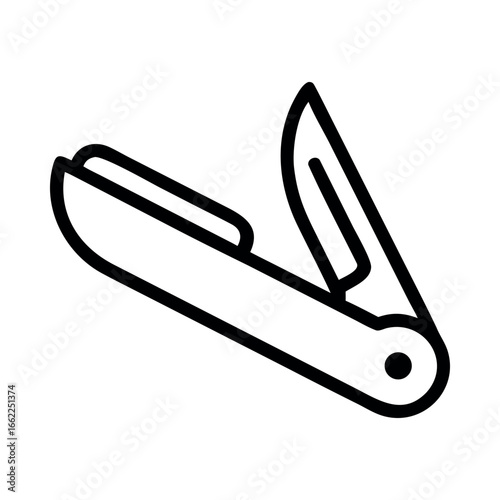 Open pocket knife with sharp blade and handle cutting tool