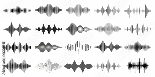Collection of diverse sound wave visualizations audio