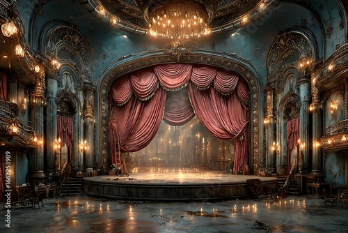 Vintage theatre with red drapes high resolution picture