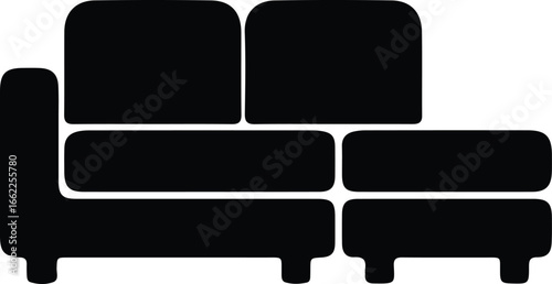 Illustrator Vector Modern minimalist sofa furniture black and white silhouette