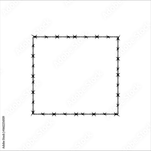 A square frame made of barbed wire represents security, restriction, and a clear boundary.