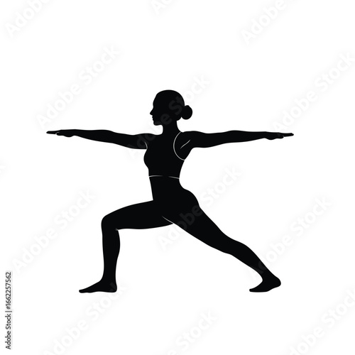 Silhouette of Woman in Warrior Pose Embracing Strength and Wellness