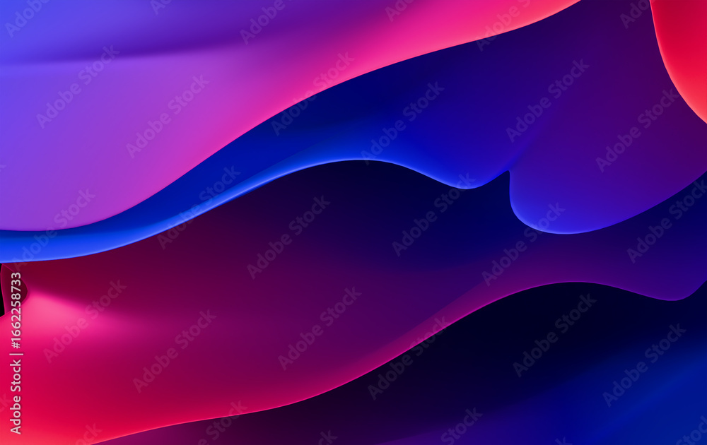 Fototapeta premium Modern Digital Art with Flowing Shapes in Purple, Magenta, and Blue Tones