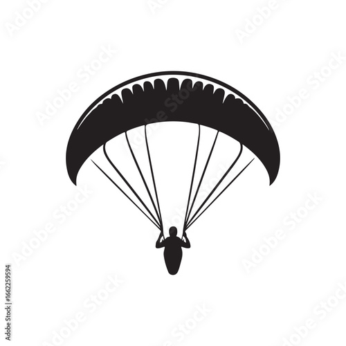paraglider in sky vector silhouette clip art logo design illustration