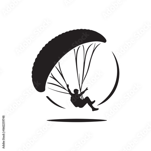 paraglider in sky vector silhouette clip art logo design illustration