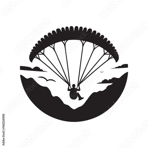 paraglider in sky vector silhouette clip art logo design illustration