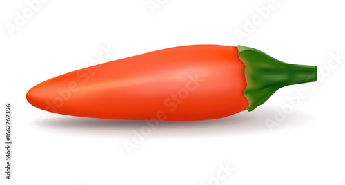 Hot pepper "Ogonyok" on a white background. Realistic vector illustration of ripe red pepper for web design, packaging, menus, commercial use and culinary recipes dedicated to healthy eating and food 