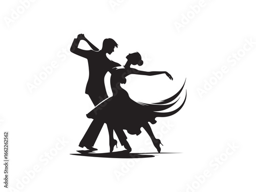 silhouette of a couple dancing vector illustration