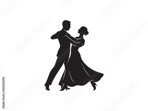 silhouette of a couple dancing vector illustration
