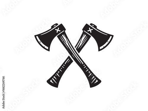 Crossed Axes Silhouette Vector