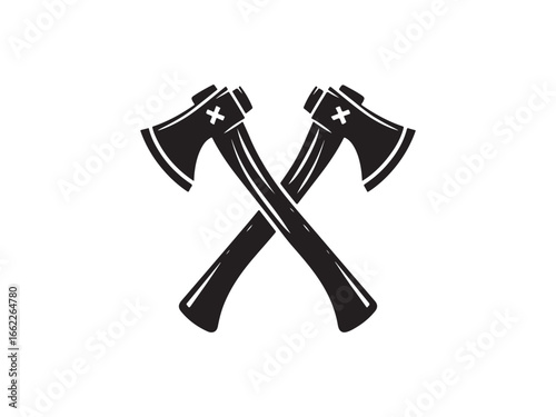 Crossed Axes Silhouette Vector