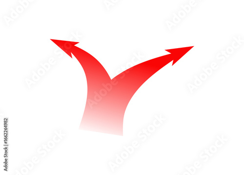 The image showcases a bold red arrow splitting into two directions, symbolizing strategic movement.
