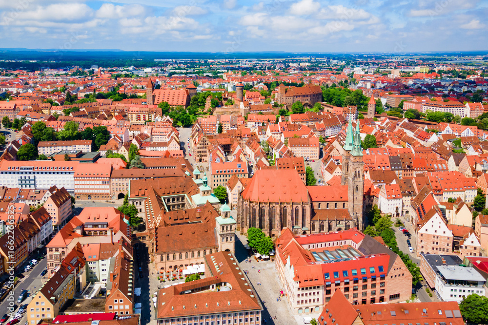 Obraz premium Nuremberg old town aerial panoramic view