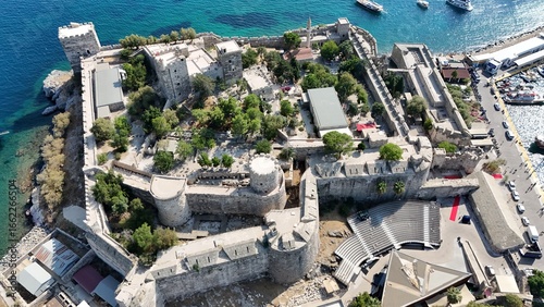 Fototapeta Naklejka Na Ścianę i Meble -  Aerial view of Bodrum castle, in Aegan Turkey