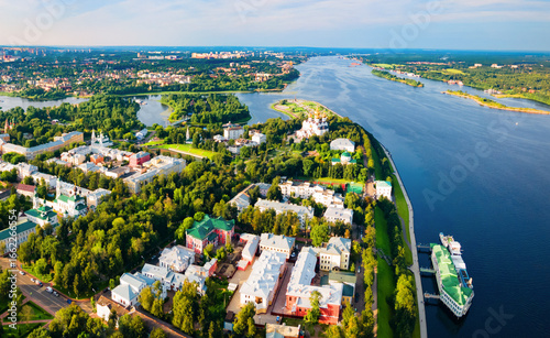 Yaroslavl city, Volga river aerial view