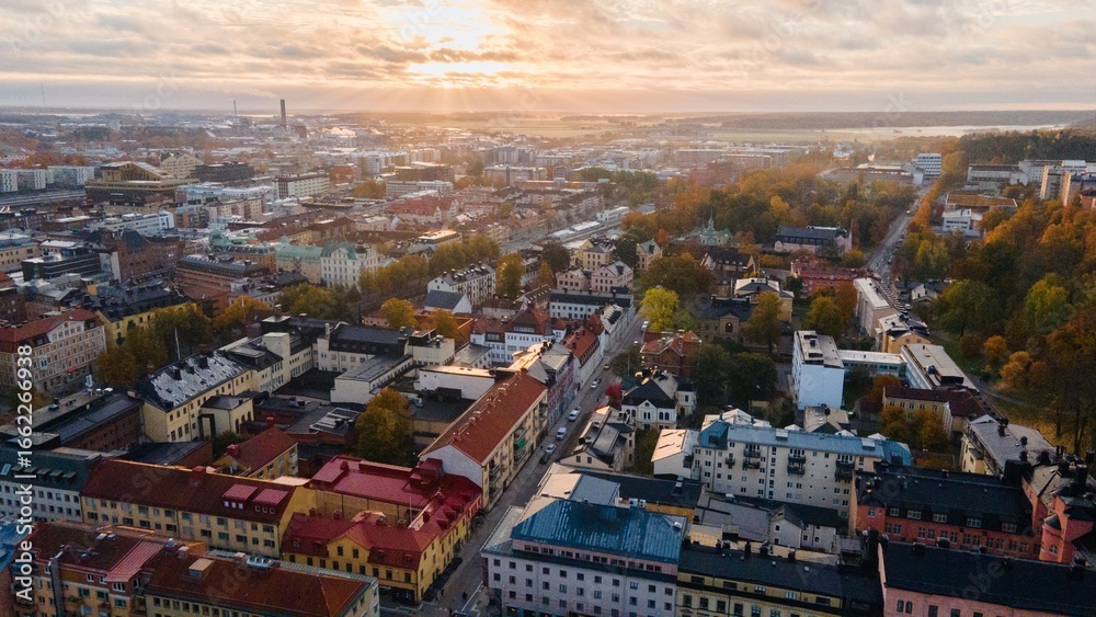 Fototapeta premium Aerial views of Uppsala in Eastern Sweden