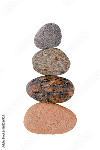 Stack of Zen Stones Isolated on White and Png Transparent Background