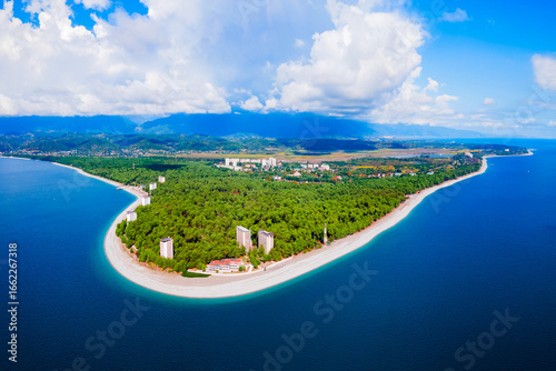 Pitsunda beach aerial panoramic view, Abkhazia