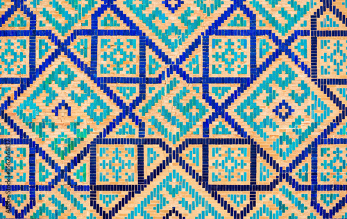 Registan mosaic pattern design background, Samarkand