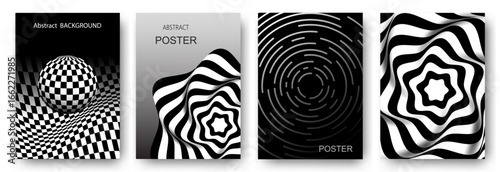 Abstract black and white po...