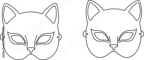 Cat mask template, printable cat masks, DIY cat costume, animal mask coloring page, kids party craft, Halloween cat mask