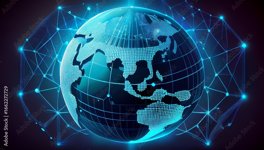 Obraz premium global network with blue abstract