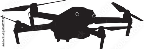 Black Vector Illustration of a Flying Drone