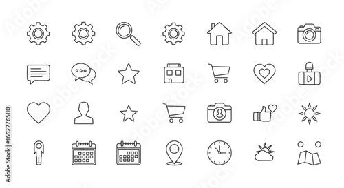 A versatile collection of essential linear icons for website and application user interface design elements