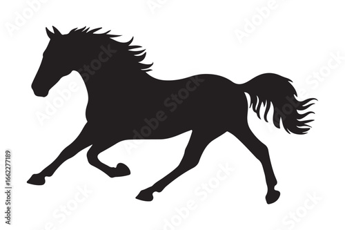 Graceful galloping horse silhouette dynamic running equine animal design with flowing mane and tail